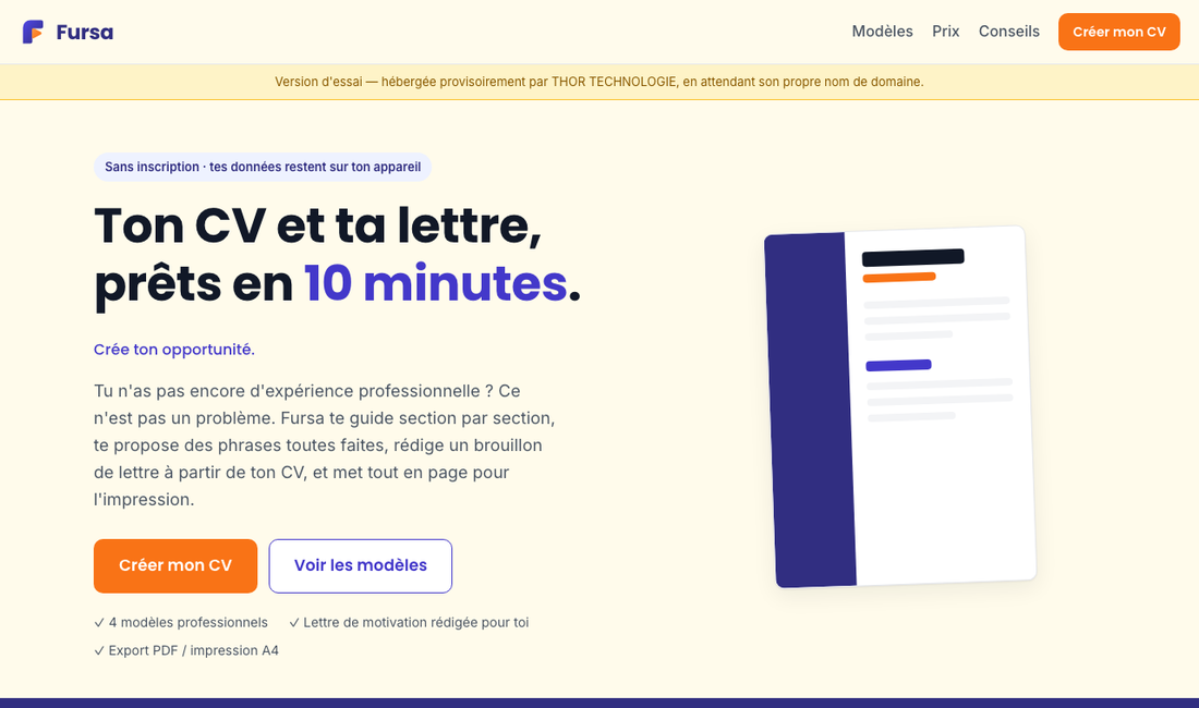 Page d'accueil de Fursa