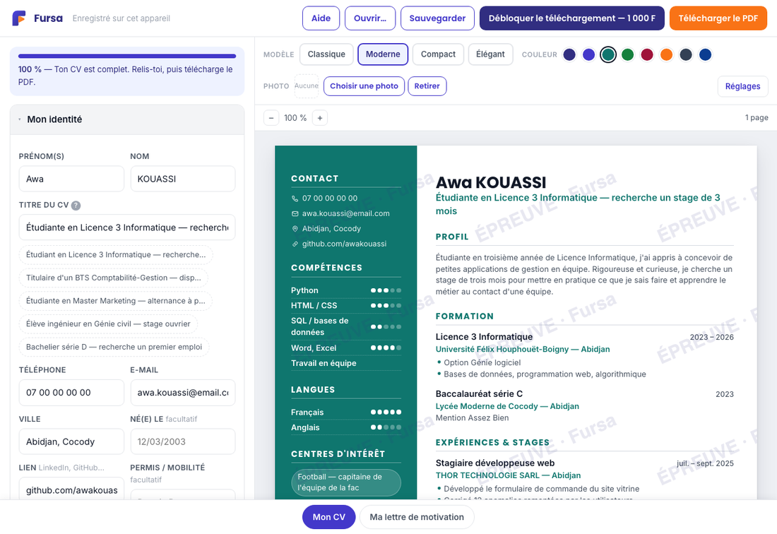 L'éditeur de CV